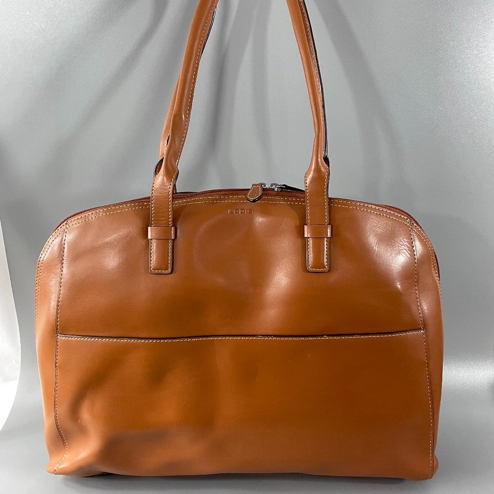 Lodis Brown Leather Audrey Buffy Brief Tote Shoulder Bag